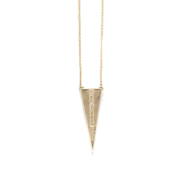Long Gold Triangle with Diamonds - Necklace - frannieb