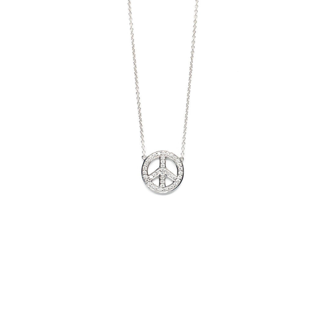 Diamond peace store sign necklace