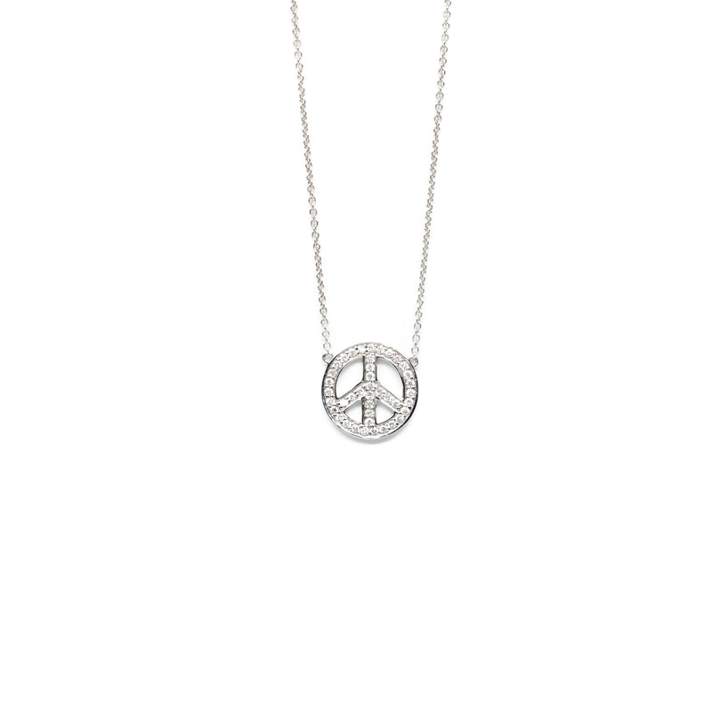 Diamond Peace Sign Necklace - Necklace - frannieb