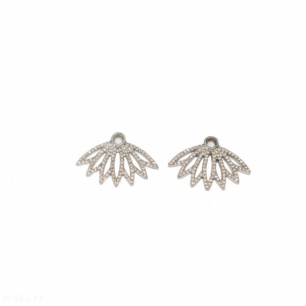 Diamond Flower Ear Jackets - Earrings - frannieb